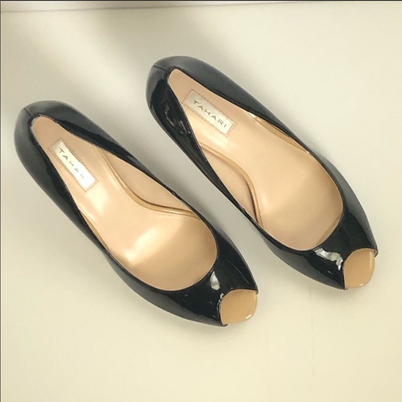 Tahari Regal Patent Leather Peep Toe Pumps - Picture 3 of 6
